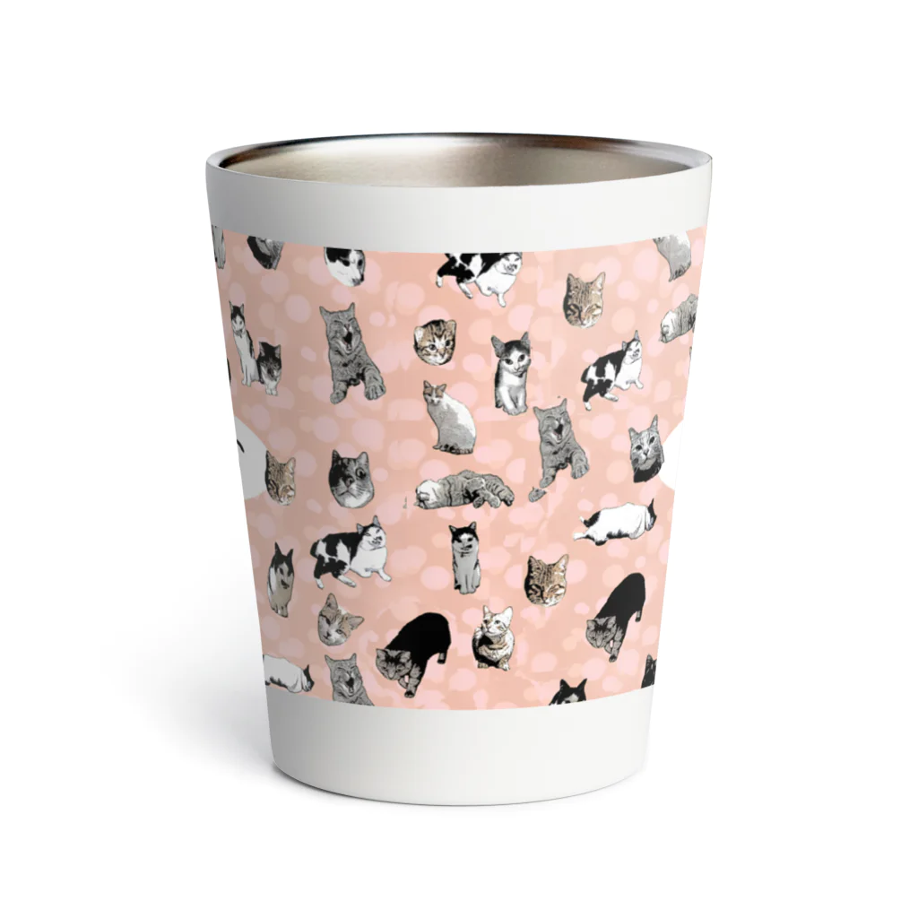 アニマル四字熟語のI LOVE CAT's　(PINK) 猫だらけマグ！最高にキュートな猫パラダイス！ Thermo Tumbler