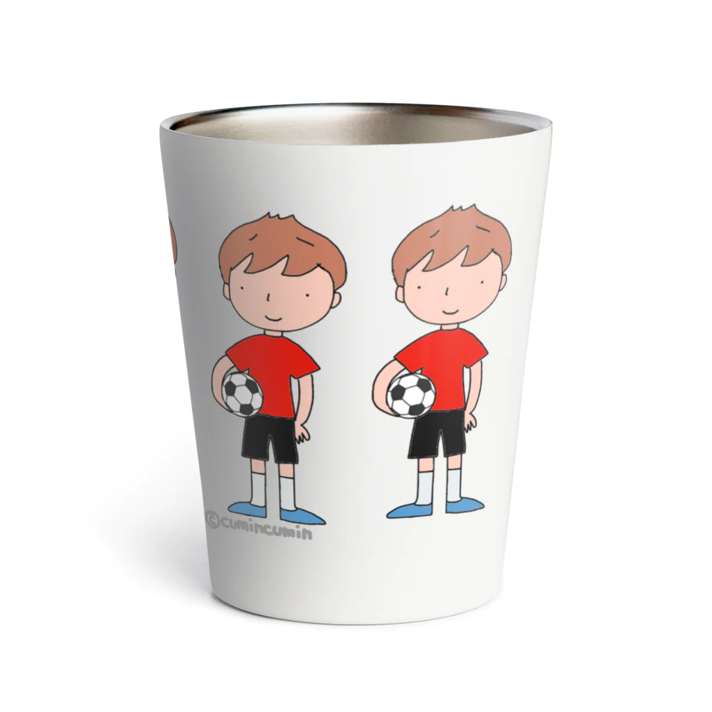 cumincuminの少年とサッカーボール　（カラー6人） Thermo Tumbler