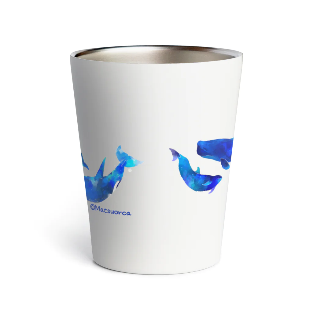 まつおるかグッズの星空ぽいクジラたち（ヨコ） Thermo Tumbler