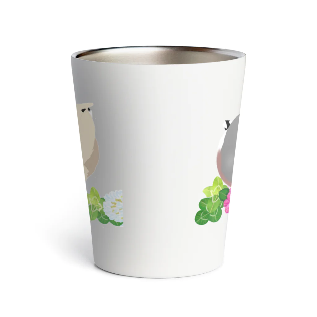 KINAKOLab@SUZURIの文鳥とクローバー Thermo Tumbler