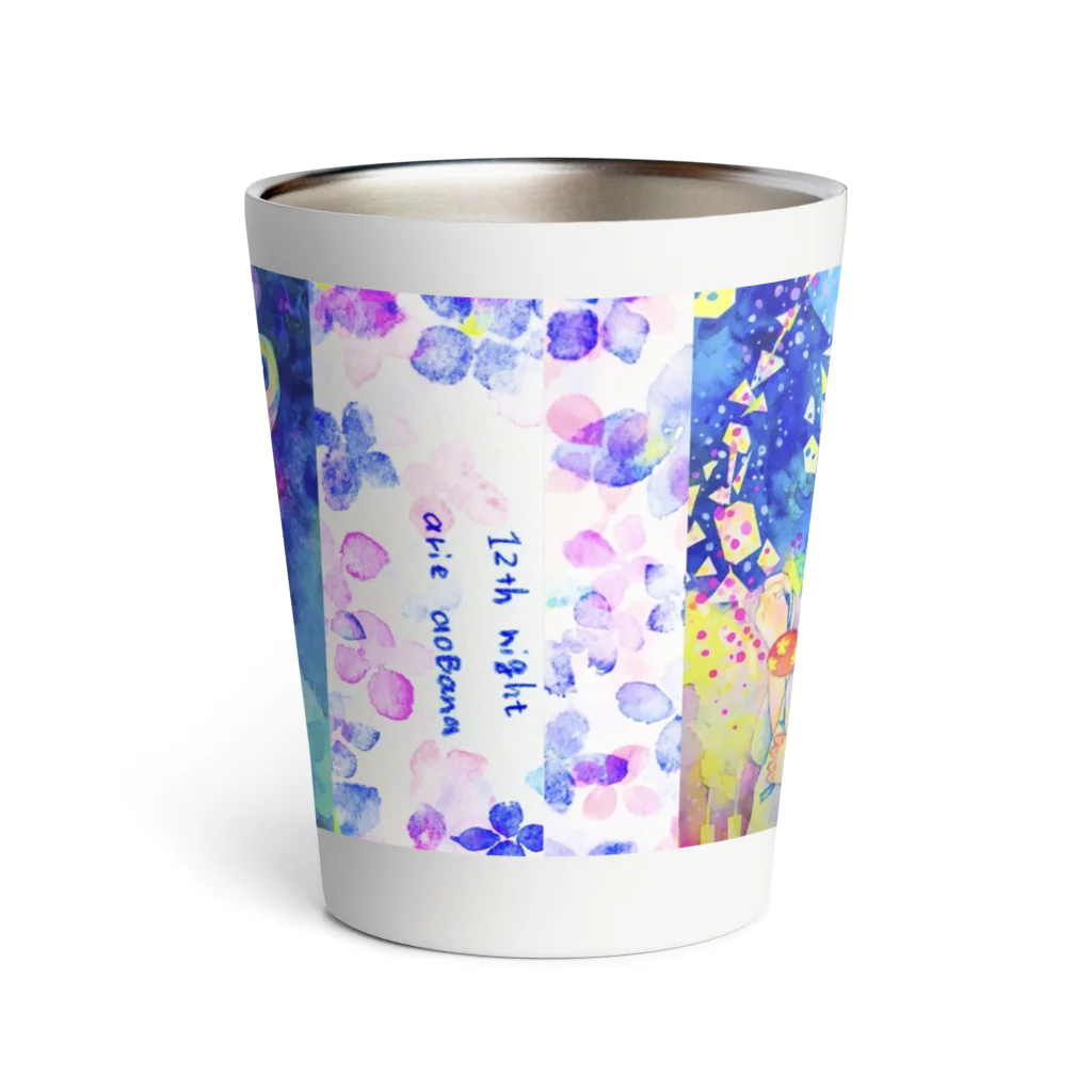 十二夜の書架のピアノの夏祭り・紫陽花の花びら（ロゴ） Thermo Tumbler