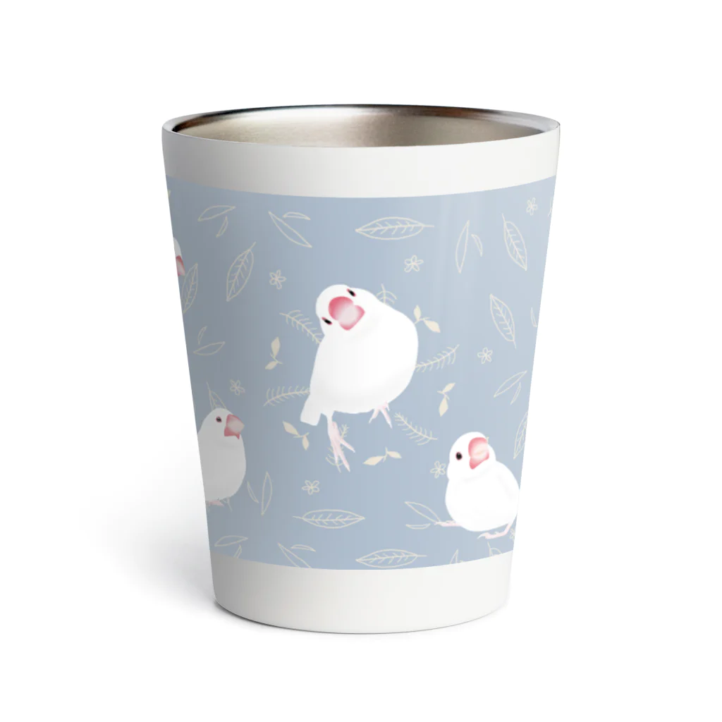 うちの白文鳥 だいぽんの白文鳥 爽やかタンブラー 【青】 Thermo Tumbler