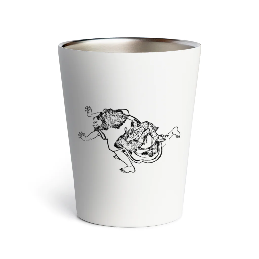 猫の浮世絵・草紙の逃げ惑うとら Thermo Tumbler