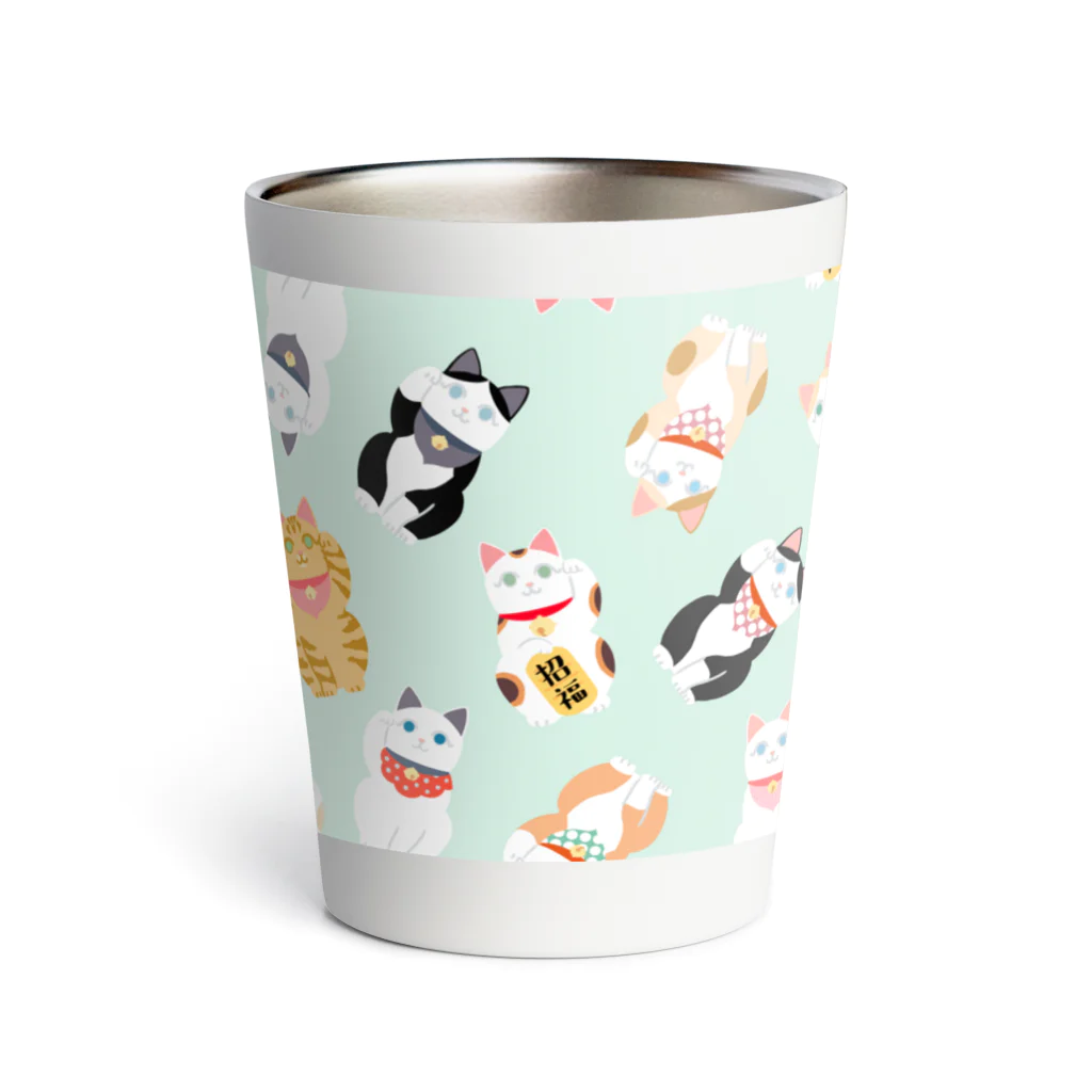 まねきねこSHOPの招き猫　緑 Thermo Tumbler