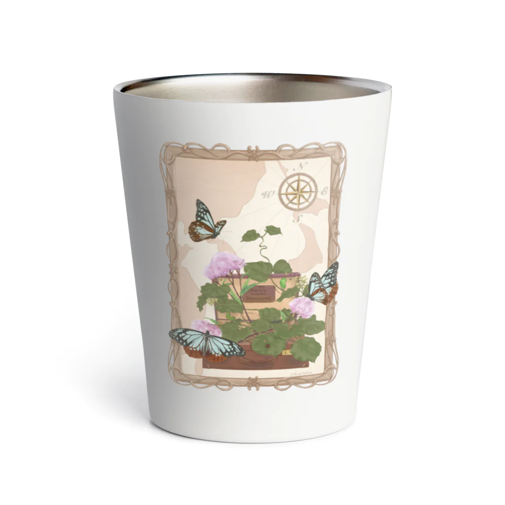 kitaooji shop SUZURI店のTraveling butterfly Thermo Tumbler