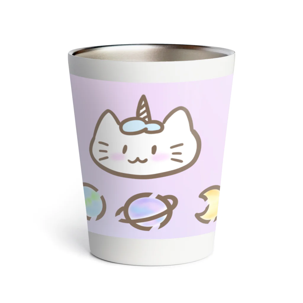 ゆにねこ惑星の🦄ゆにねこ🦄水色(髪色) Thermo Tumbler