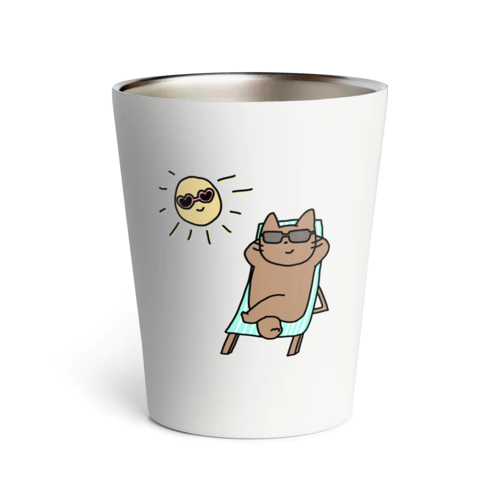 天秤座の太陽と仲良し☀️こんがりねこ Thermo Tumbler