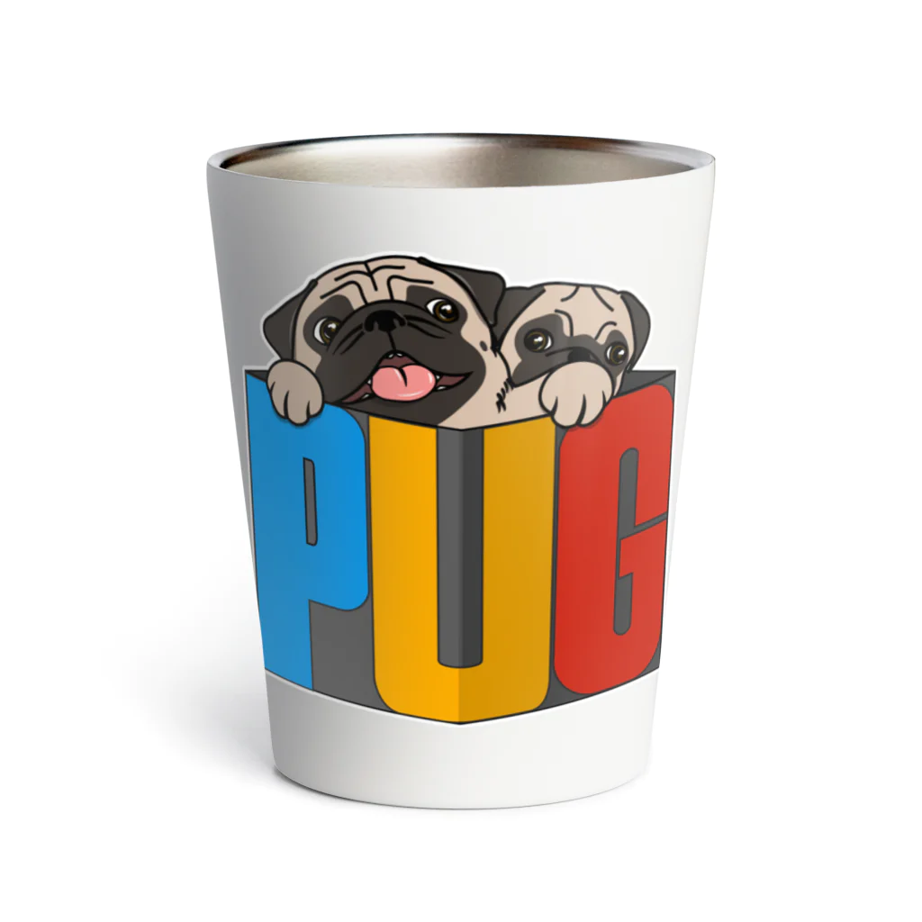 パグ PUG ぱぐ  OHMAI GALLERYのPUG-パグ-ぱぐ　道具箱ならぬパーグ箱から出たい親子パグ グッズ サーモタンブラー