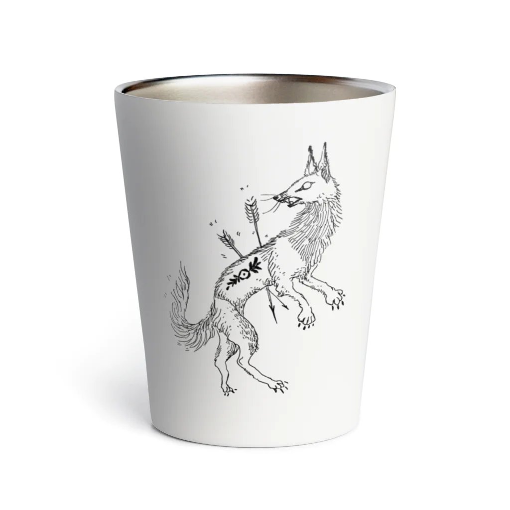 B  L  A  C  K  B  E  U  R  AのFox & Arrow / dark tribe - white Thermo Tumbler