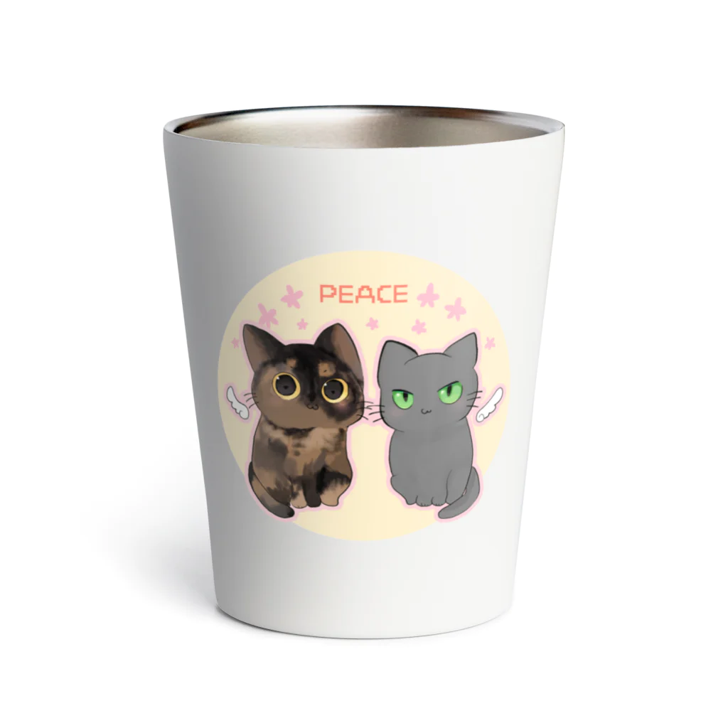 ねこほうチャンネル公式グッズのハムモモ平和チームイラストグッズ Thermo Tumbler