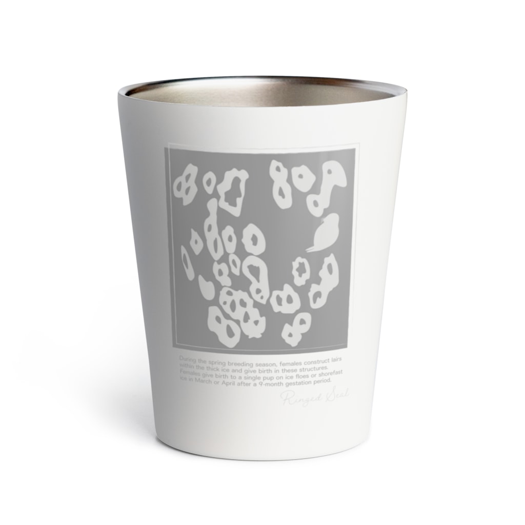 chiho_seal_shopのワモン アザラシ 柄 グレー Ringed seal pattern gray Thermo Tumbler