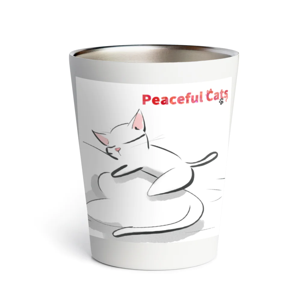 Mahiroshka まひろ朱夏 絵と音楽のPeaceful Cats おやすみ Thermo Tumbler