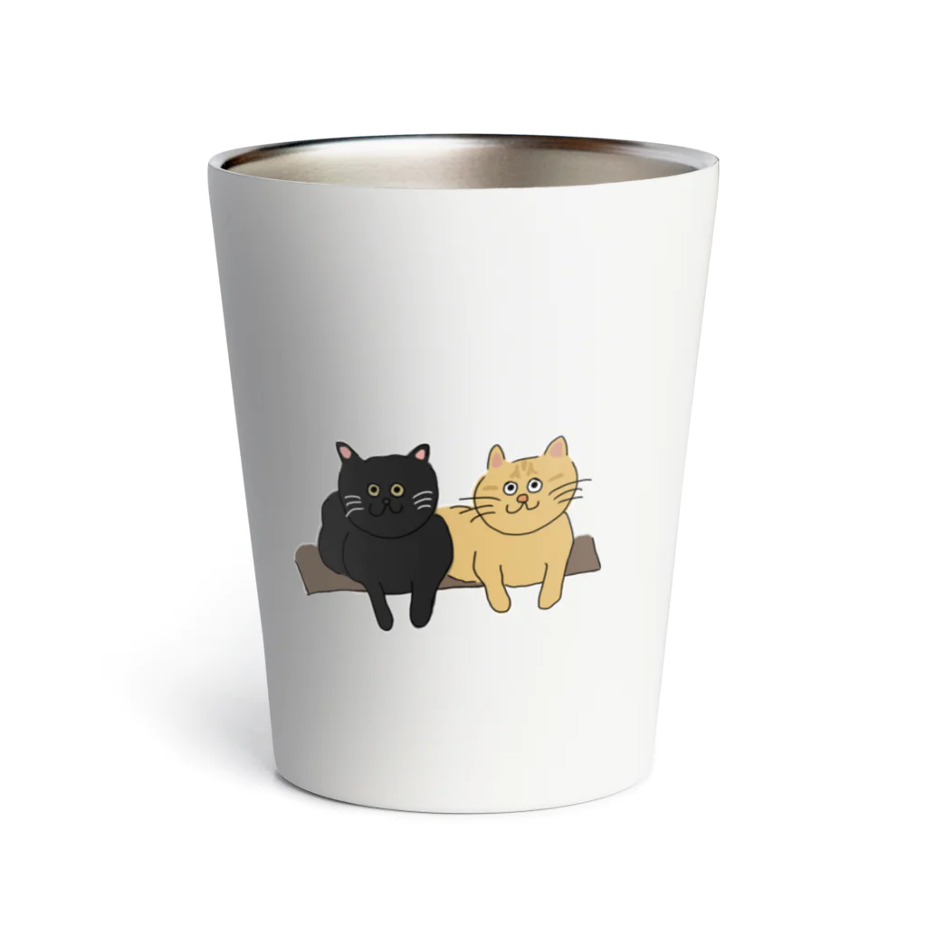 お髭ちゃんのおみせ。の寄り添い猫ちゃんず。 Thermo Tumbler