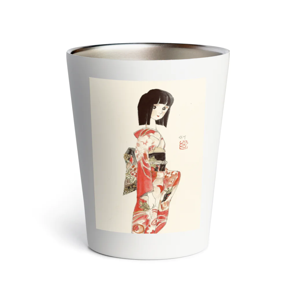 kukuri1957のお店の草子さん・朱の着物 Thermo Tumbler