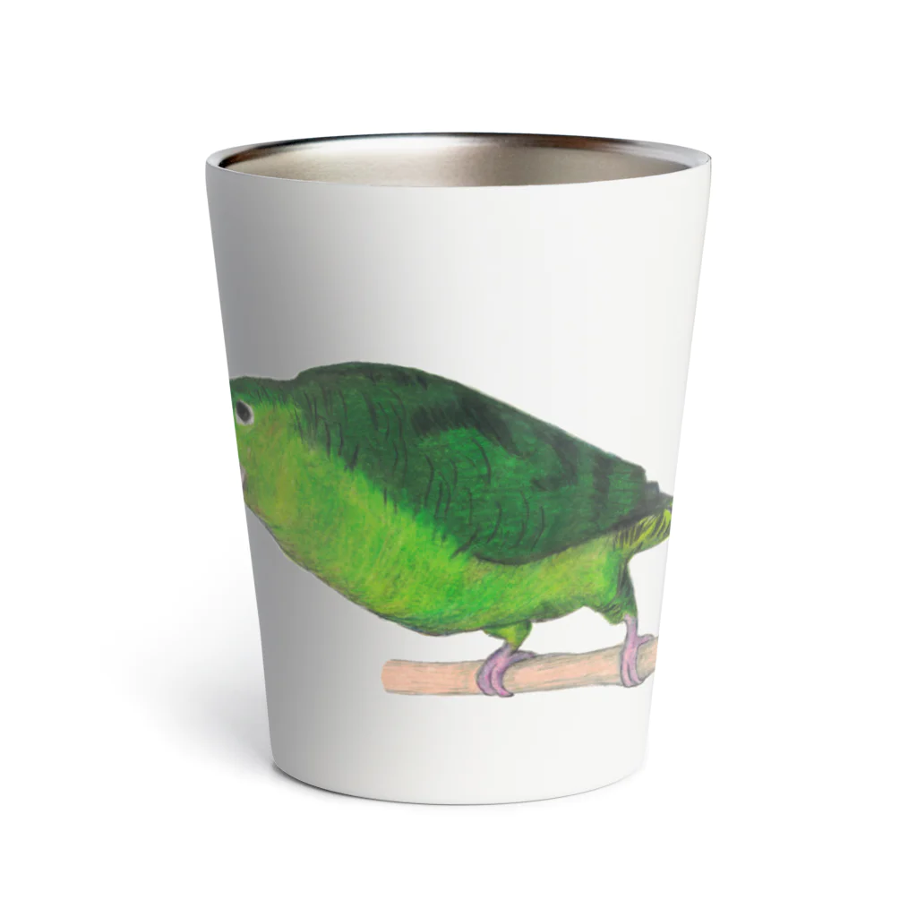 森図鑑の[森図鑑] サザナミインコ緑色 Thermo Tumbler