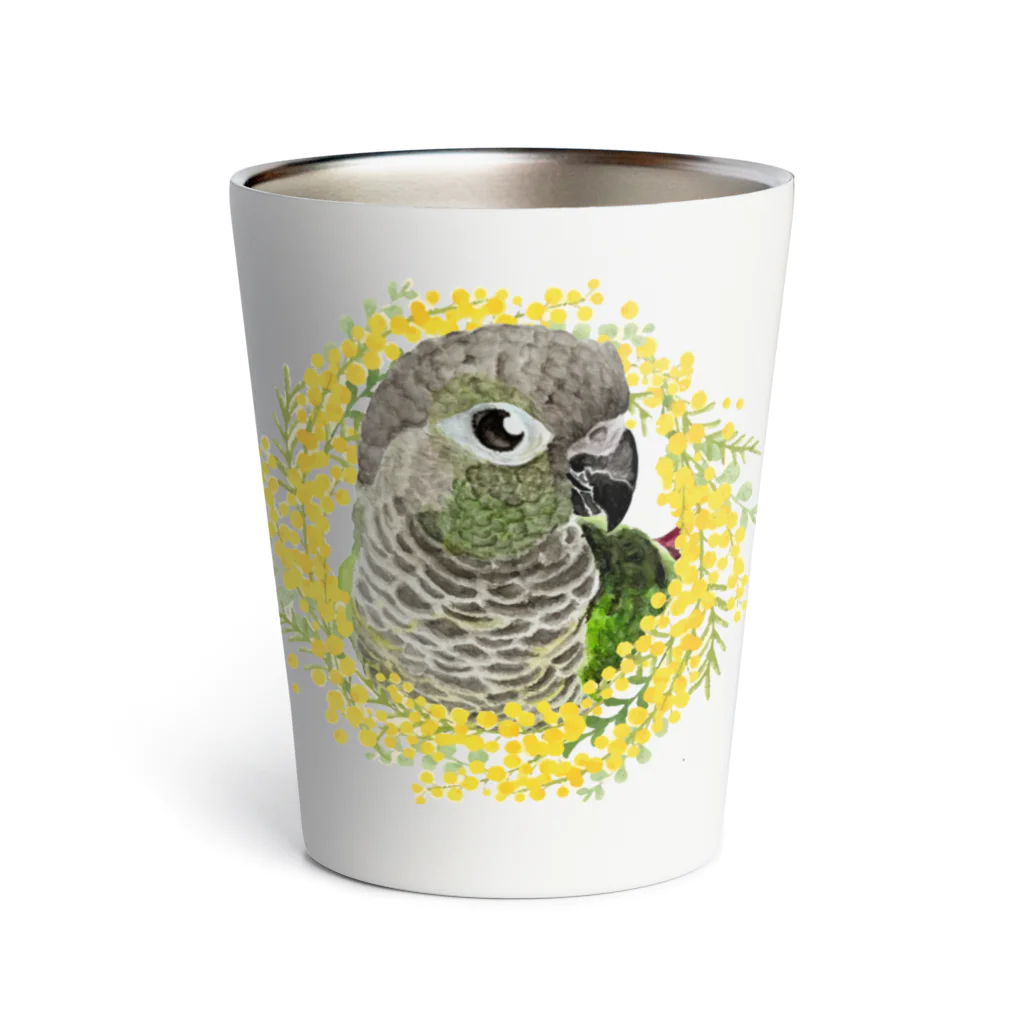 mariechan_koboの038 ウロコインコノーマル ミモザのリース Thermo Tumbler