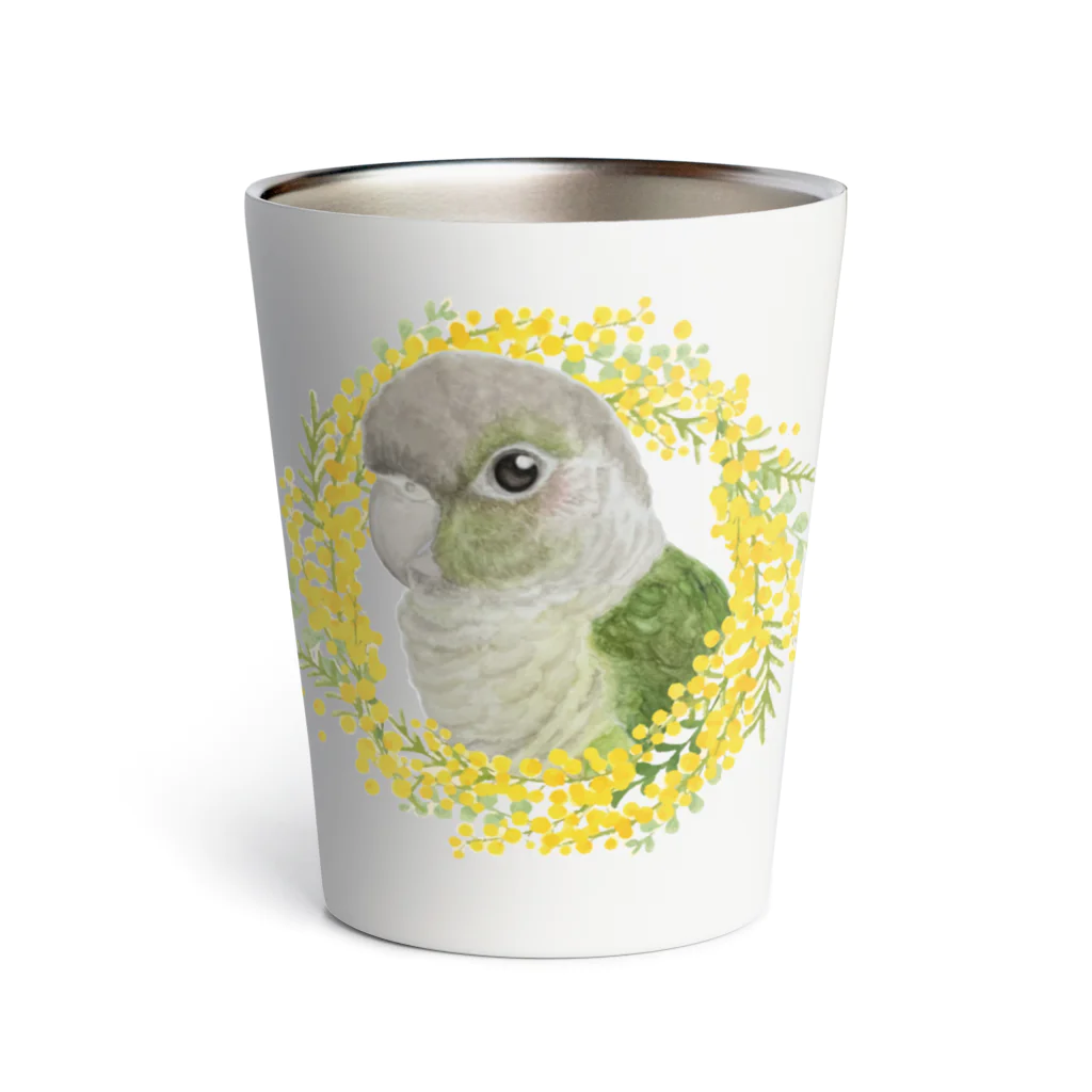 mariechan_koboの040 ウロコインコシナモン ミモザのリース Thermo Tumbler