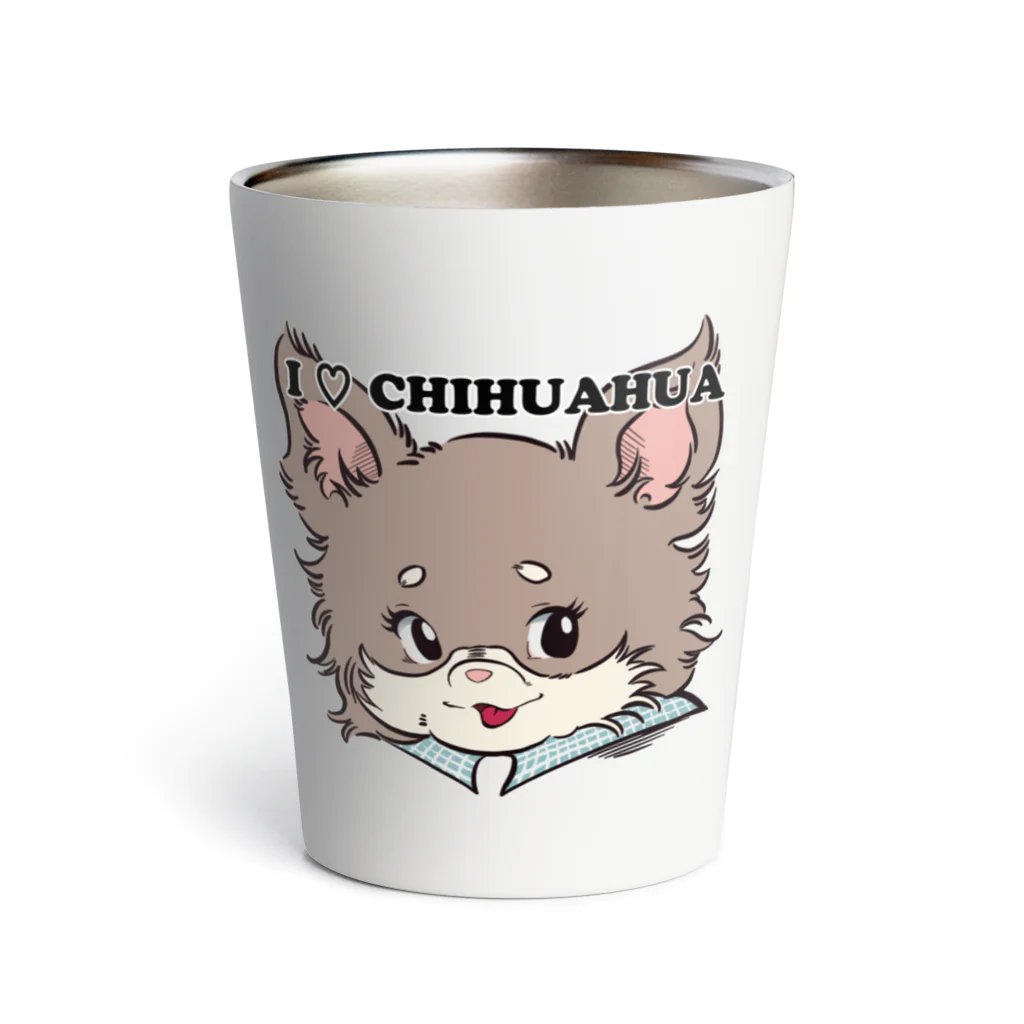 チャリティーグッズ-犬専門デザインのチワワ-チョコタン「I♡CHIHUAHUA」 Thermo Tumbler