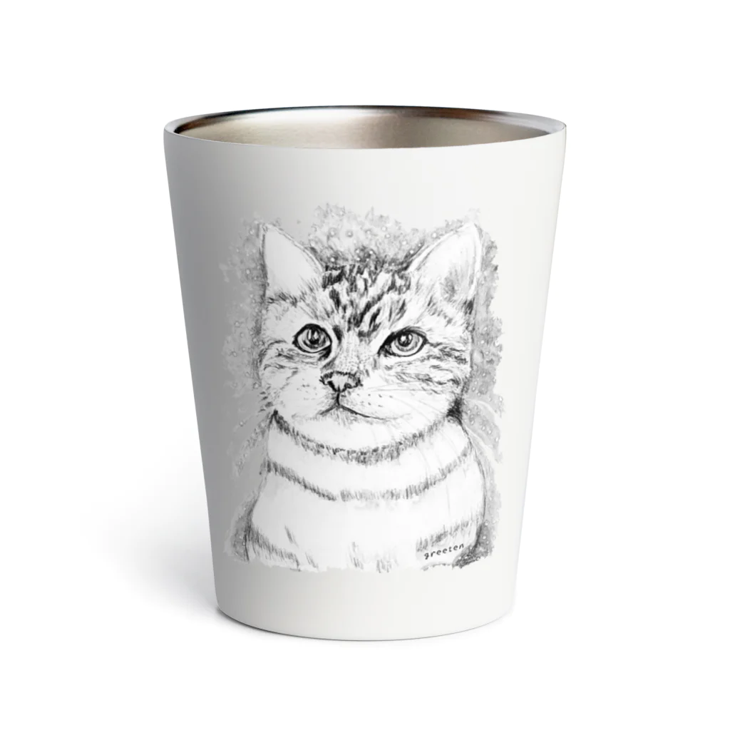 greetenのアート猫　モノクロ　 Thermo Tumbler