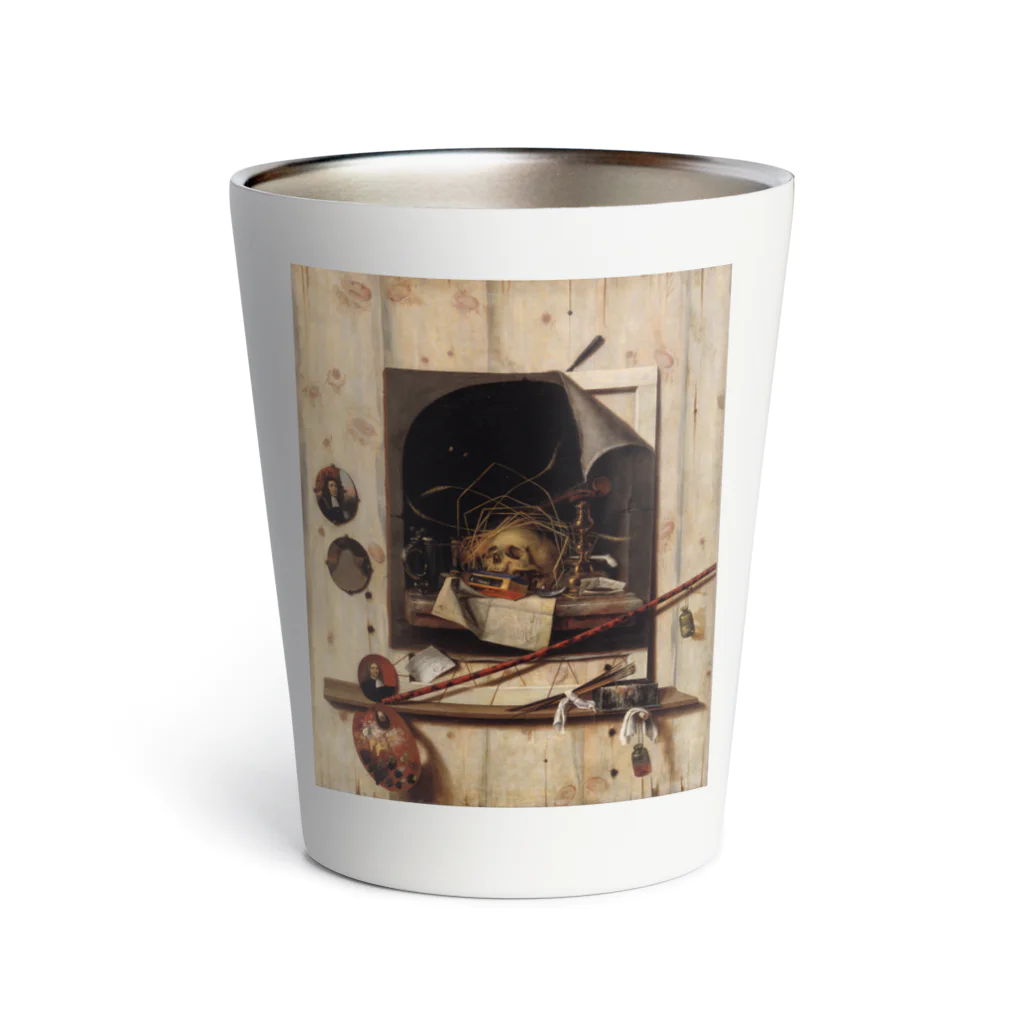 世界美術商店のヴァニタス画のあるアトリエの壁 / Trompe l'oeil with Studio Wall and Vanitas Still Life Thermo Tumbler