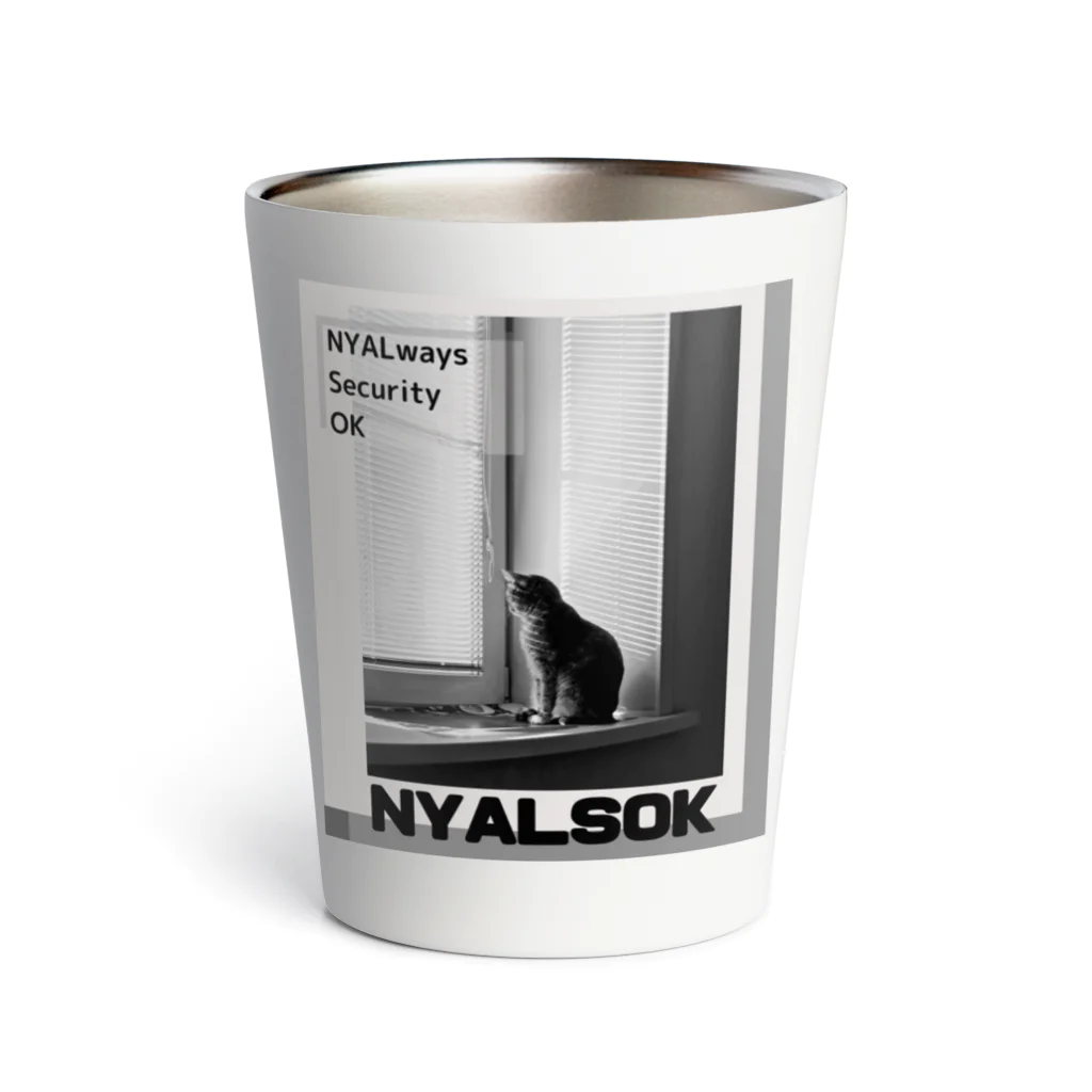 ＠meiliecat🐈original goodsのにゃるそっく🐈NYALSOK（モノトーン） Thermo Tumbler