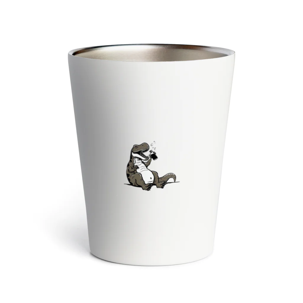 HeyHey Marketのなにかを飲んでる恐竜 Thermo Tumbler