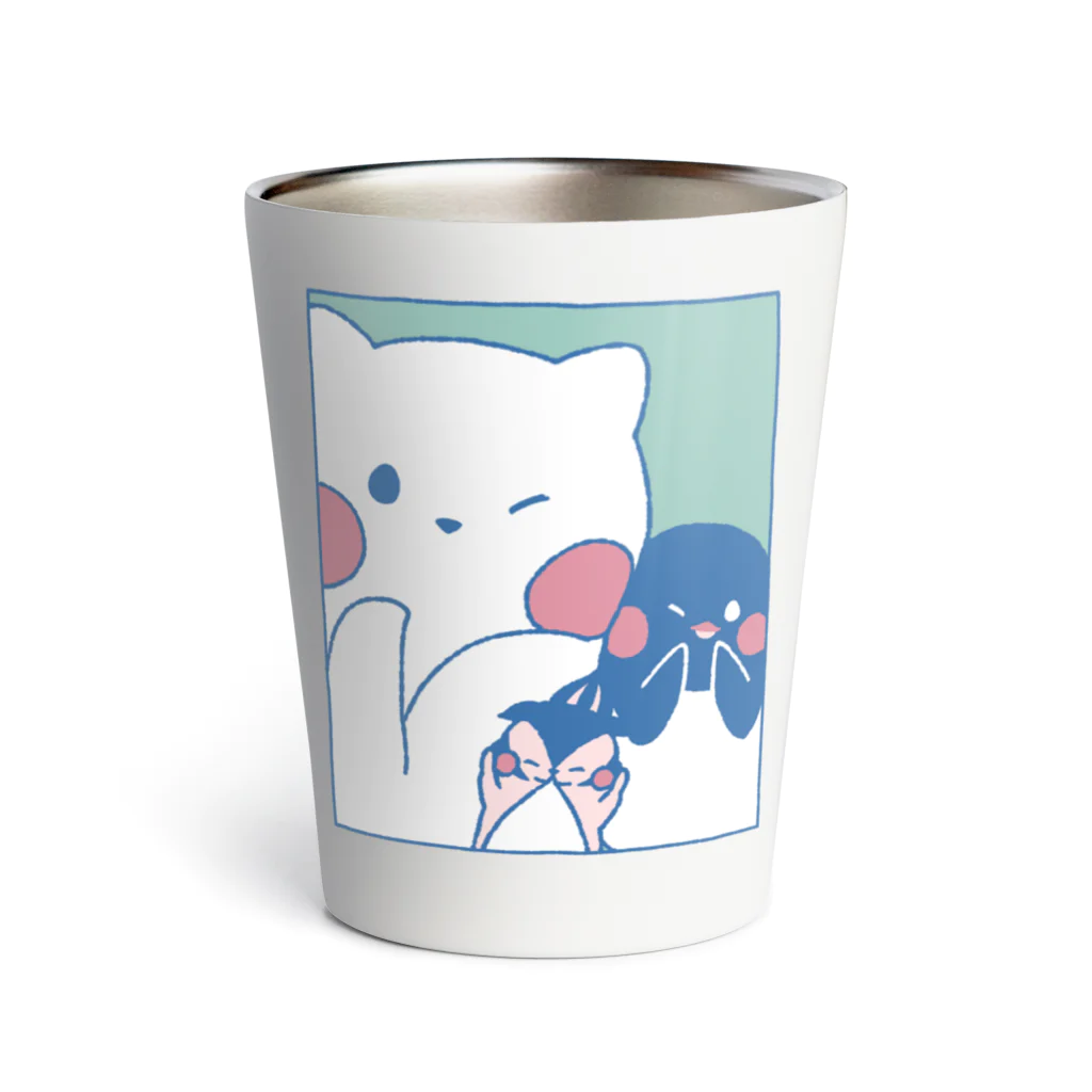 tafu tafuのかわいいポーズのしろぎんしま Thermo Tumbler