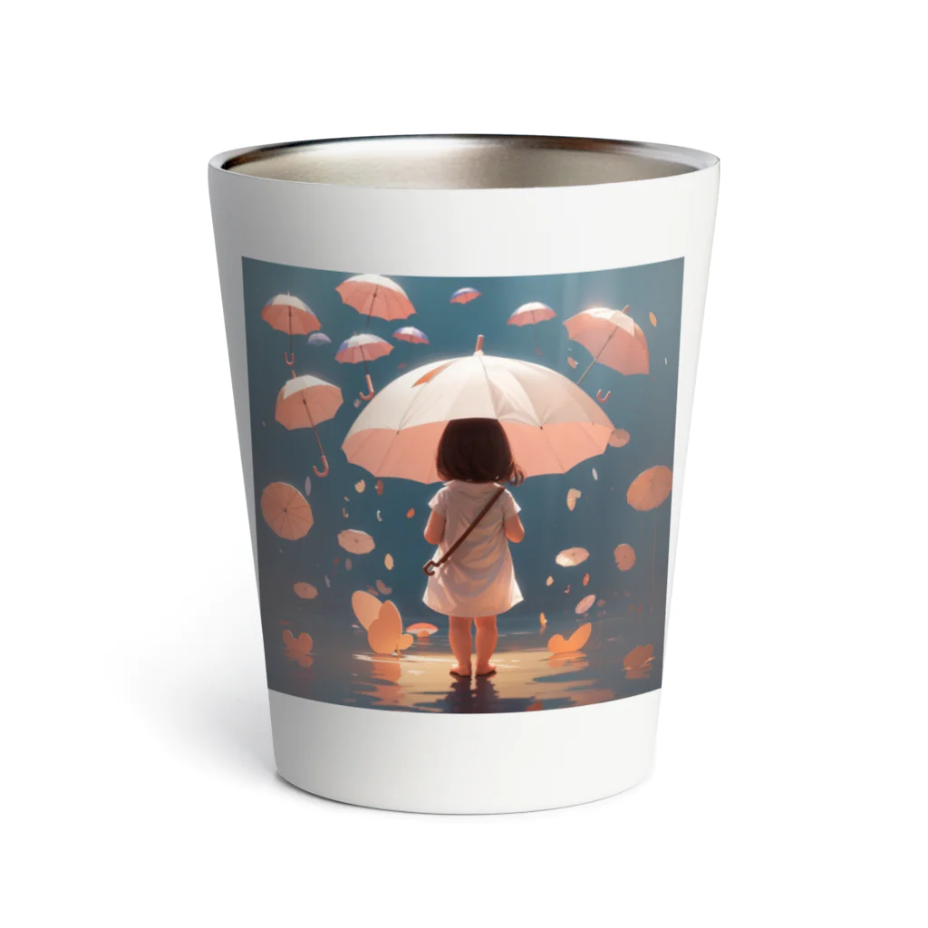 baby umbrellaの傘を持った女の子 Thermo Tumbler