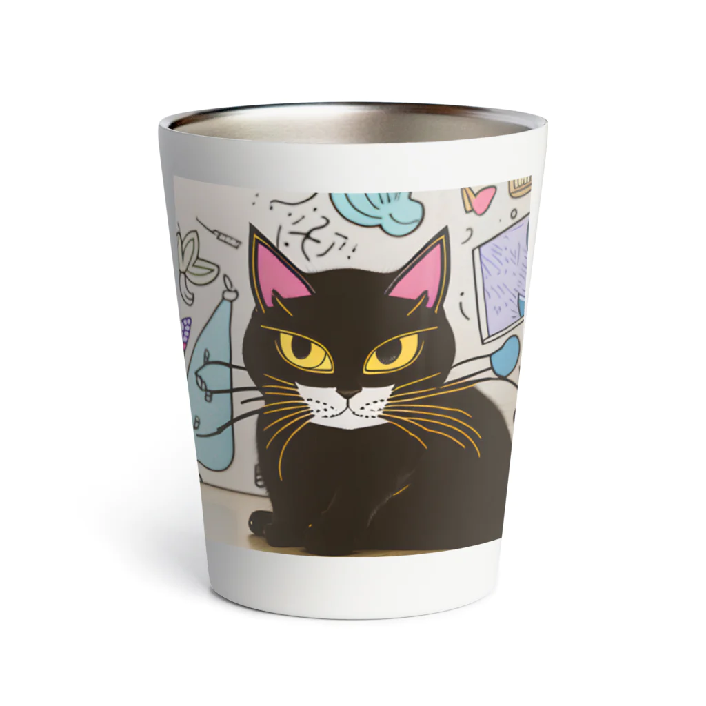  🌸 はにゃんshop 🌸の🌟 はにゃん一号店くろねこ 🌟 Thermo Tumbler