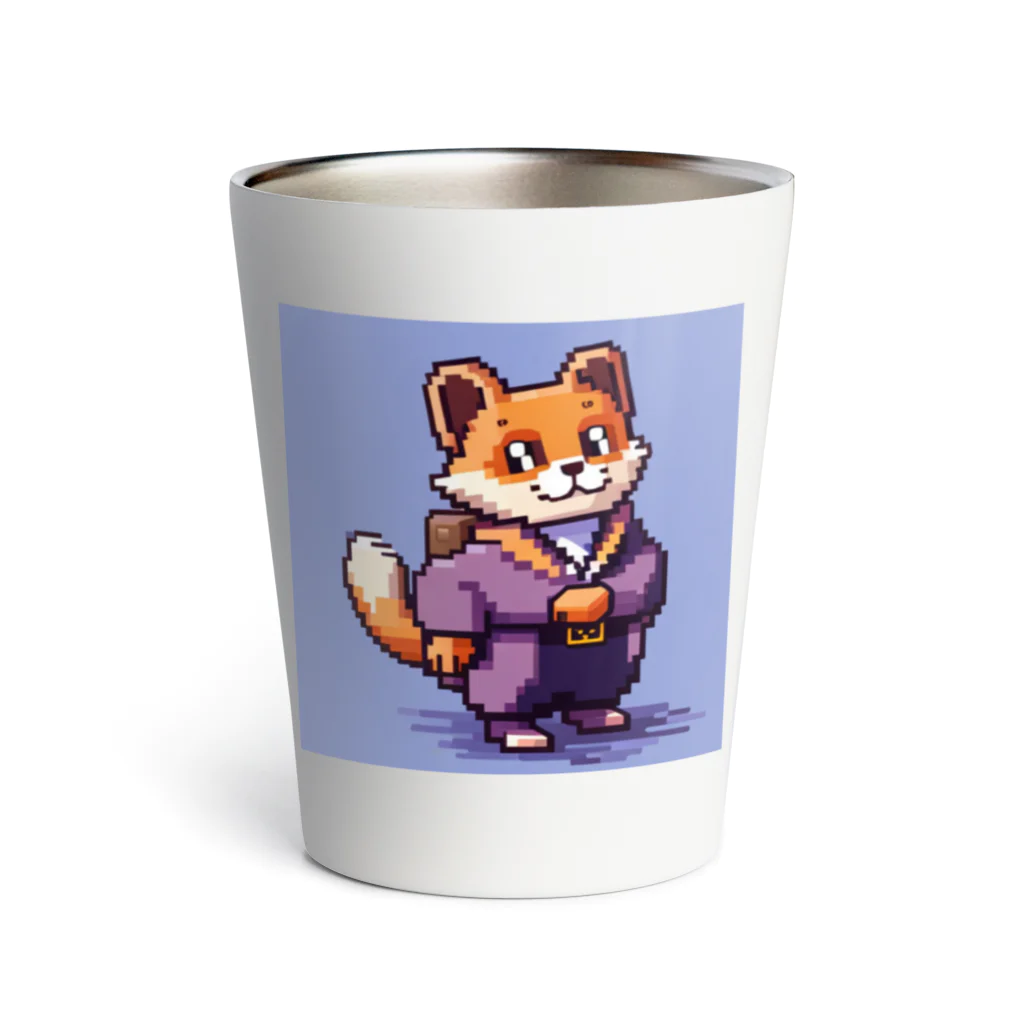 街の雑貨屋さんのかわいいたぬきのドット絵グッズ Thermo Tumbler