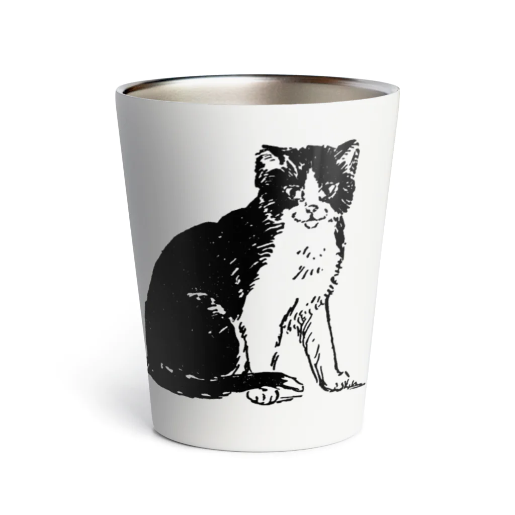 Saza-nami Antique designの白黒ねこ Thermo Tumbler