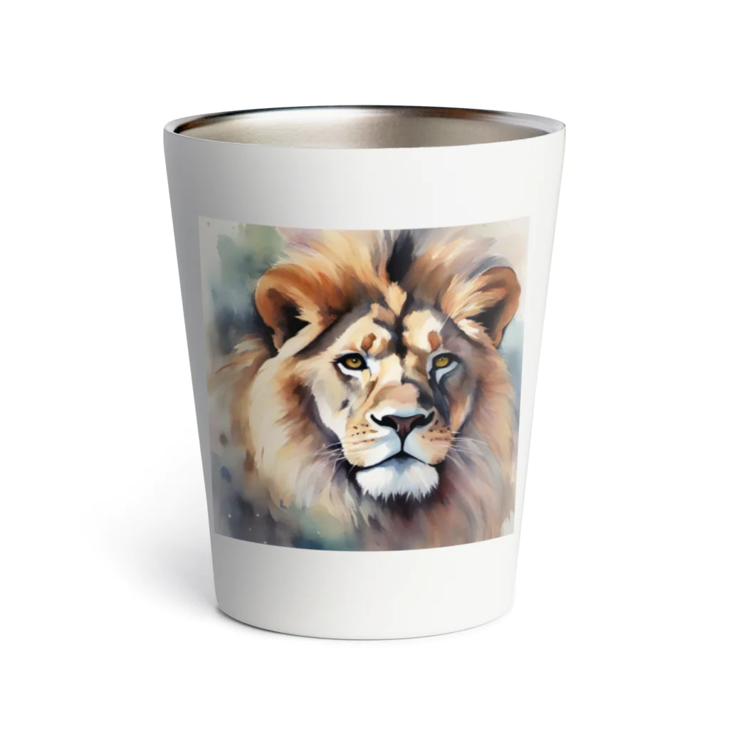 animals lovingのライオン水彩画５ Thermo Tumbler