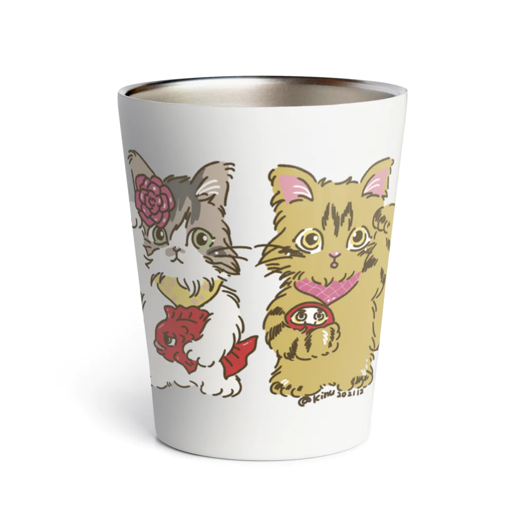 猫のきぬくんのお店の招き猫ちゃんたち Thermo Tumbler