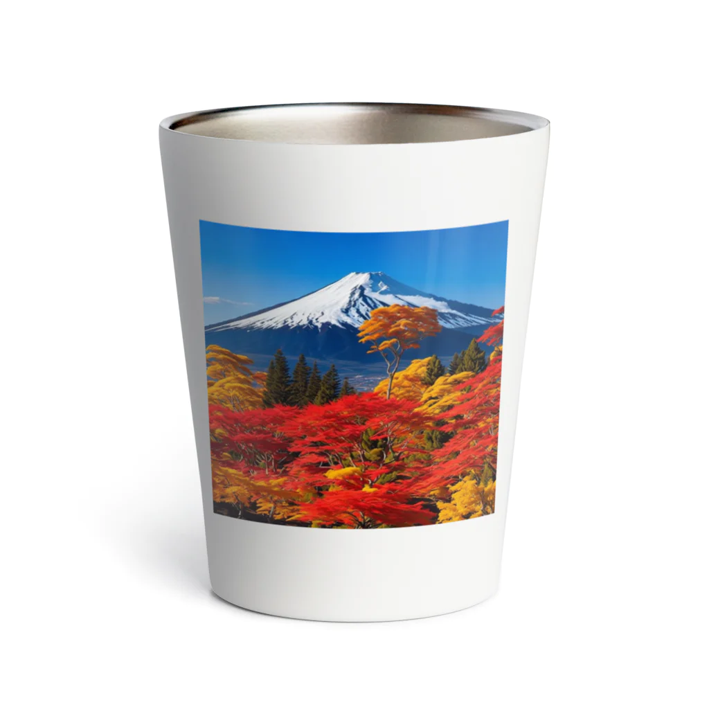 YASU1の秋晴れの空/富士山/色鮮やかな紅葉 サーモタンブラー