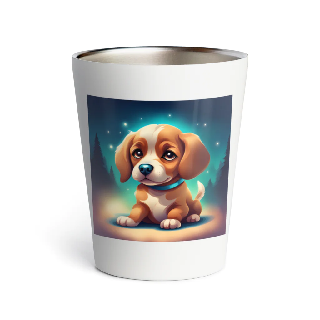 春乃遊羽アイディアイラストショップの可愛い犬のイラスト Thermo Tumbler