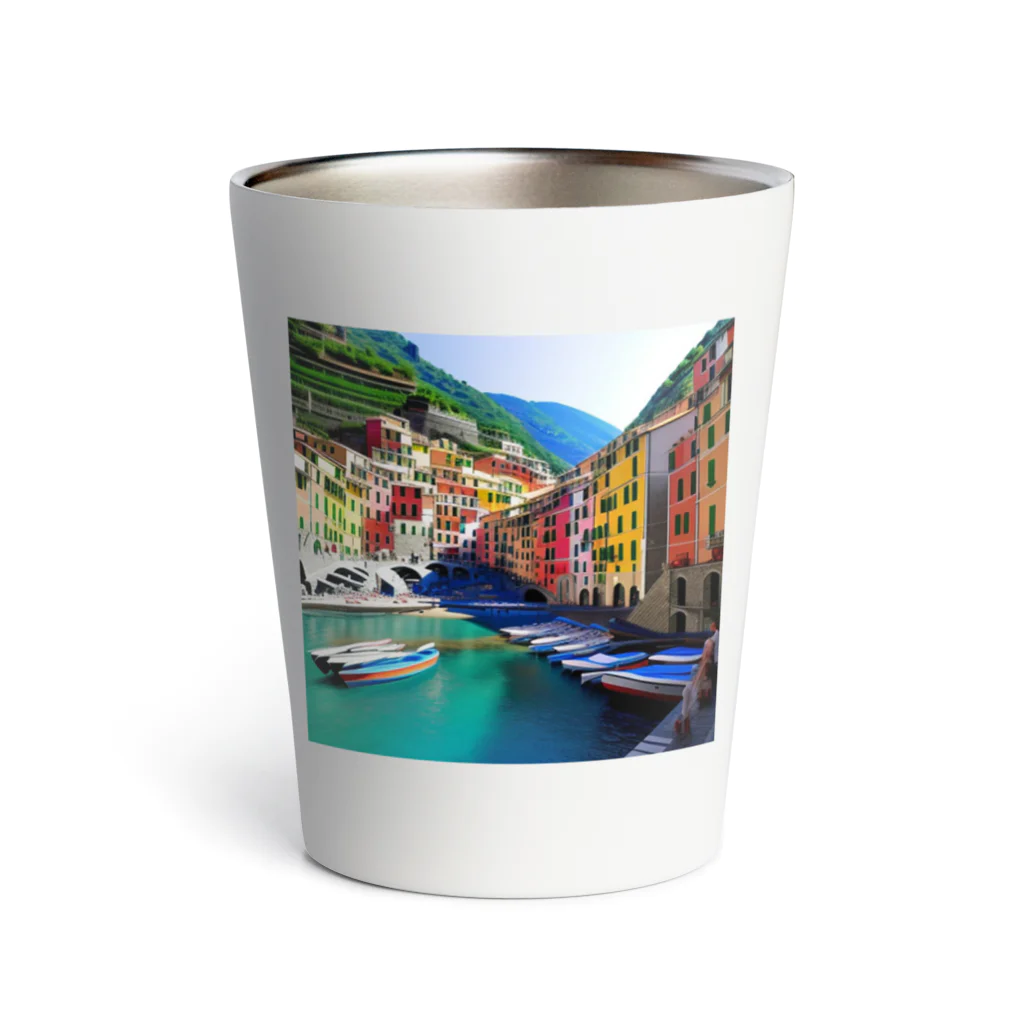 KSK SHOPの絵画のようなチンクエテッレの風景 Thermo Tumbler