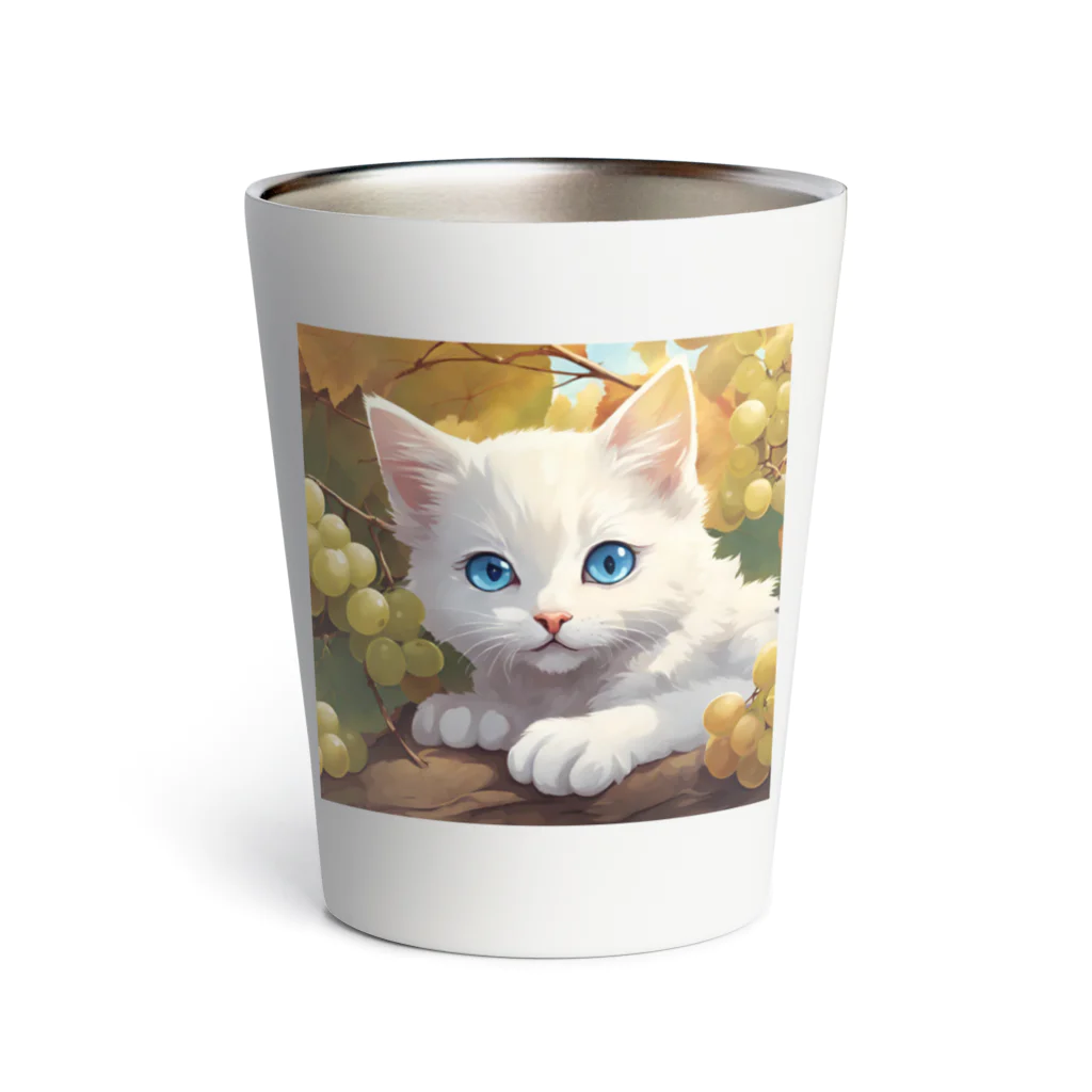 yoiyononakaの葡萄畑の番猫02 Thermo Tumbler