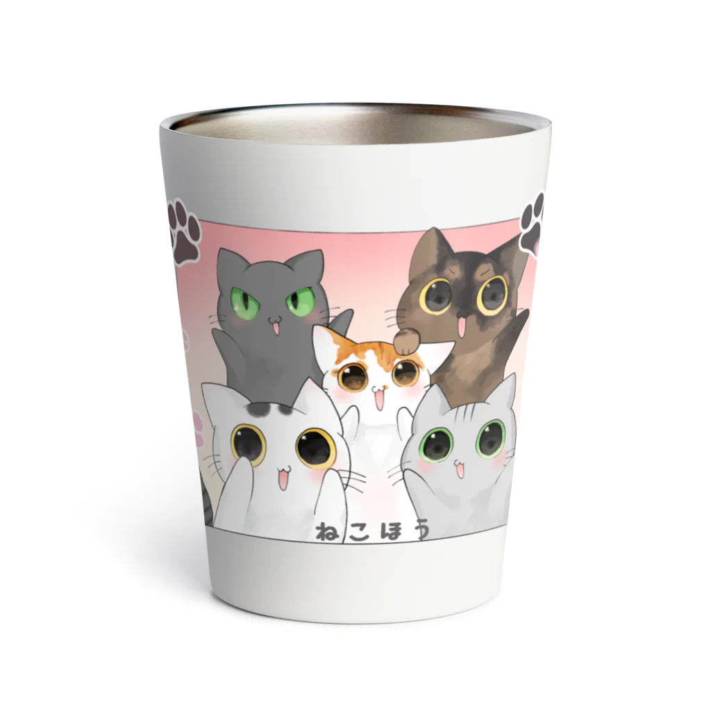 ねこほうチャンネル公式グッズの5匹ねこほうイラストグッズ Thermo Tumbler