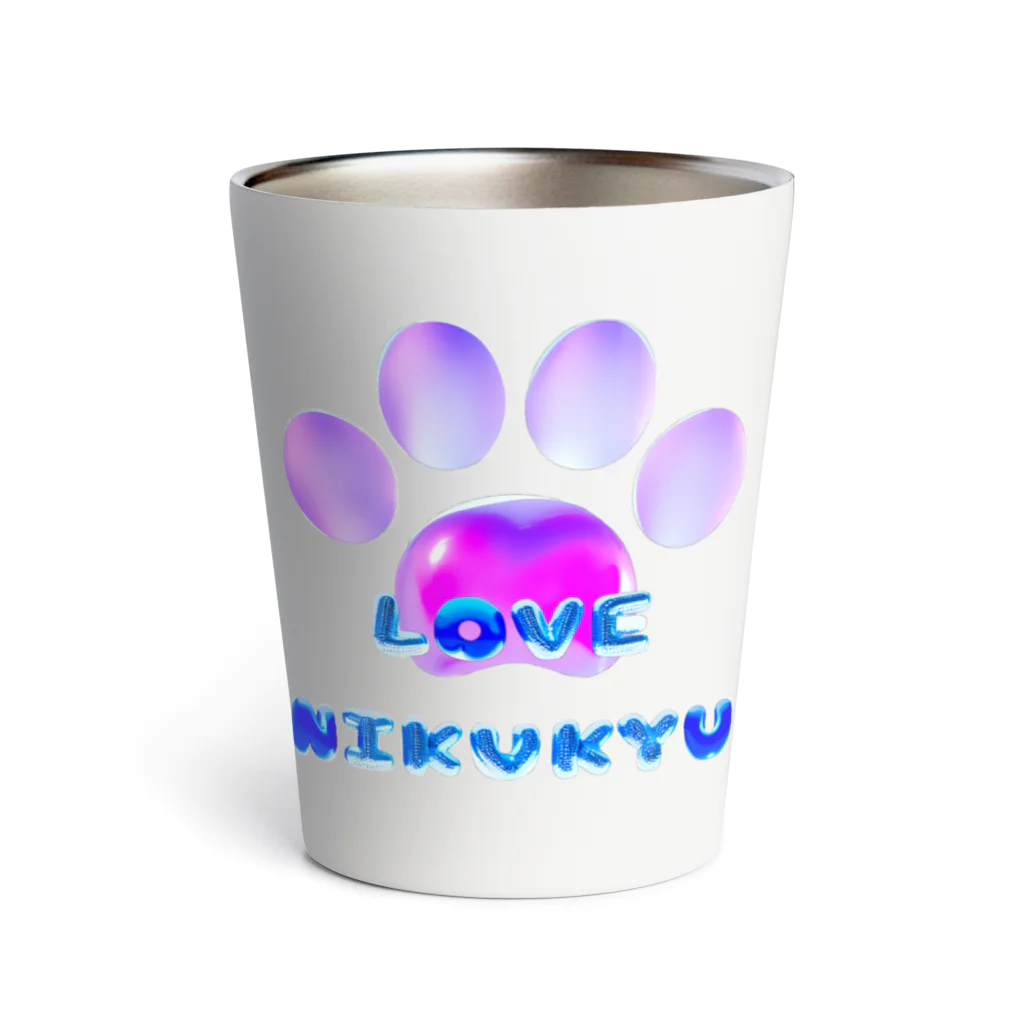 NIKUKYU LOVERのLOVE NIKUKYU -肉球好きさん専用 ブルーピンクバルーン - Thermo Tumbler