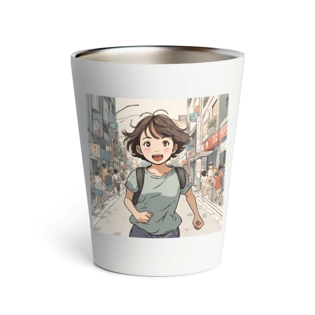 底辺の底辺好きな事を気ままに…。の走る元気な女の子 Thermo Tumbler