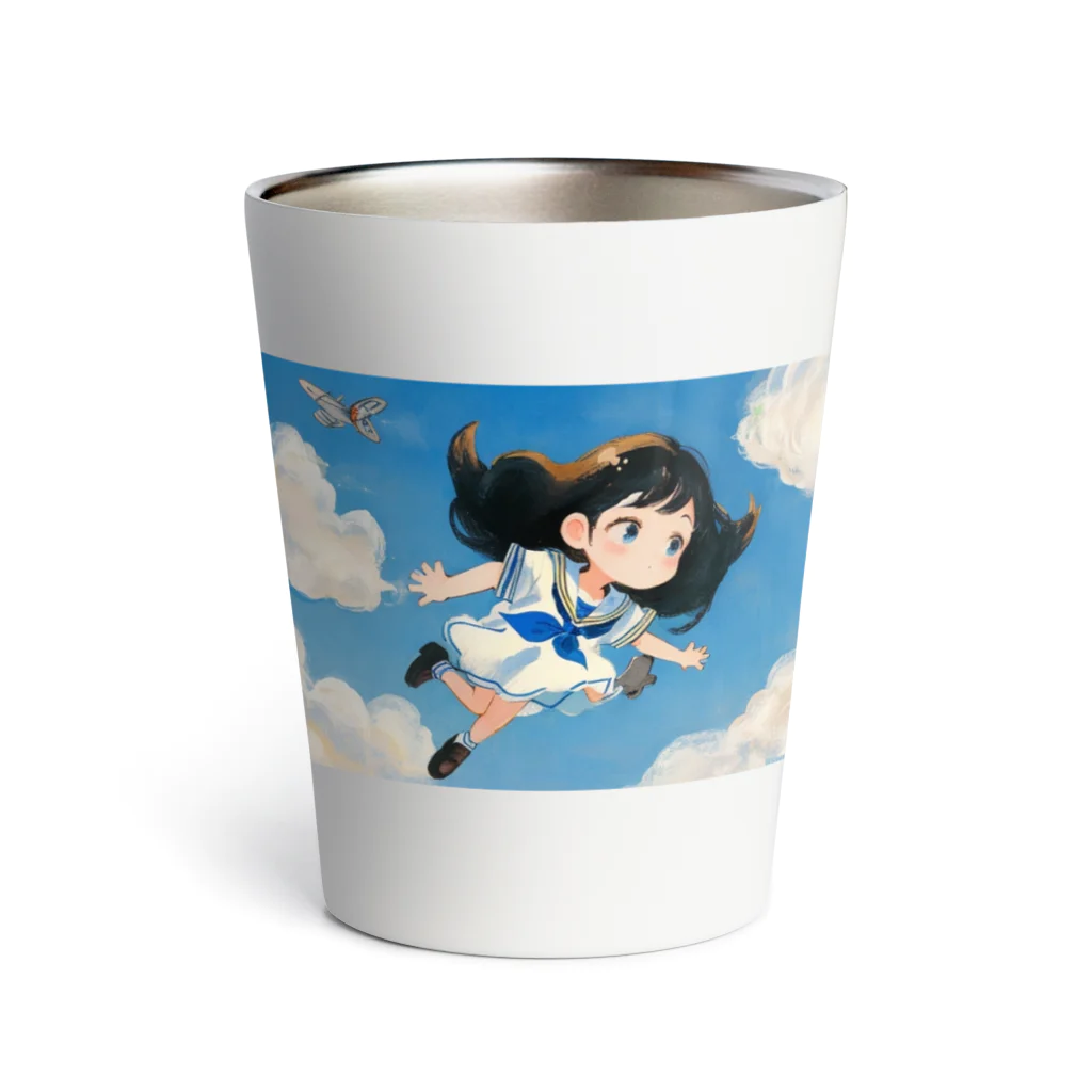 くま屋のSkyward Dreams: Soaring Girl Art Thermo Tumbler