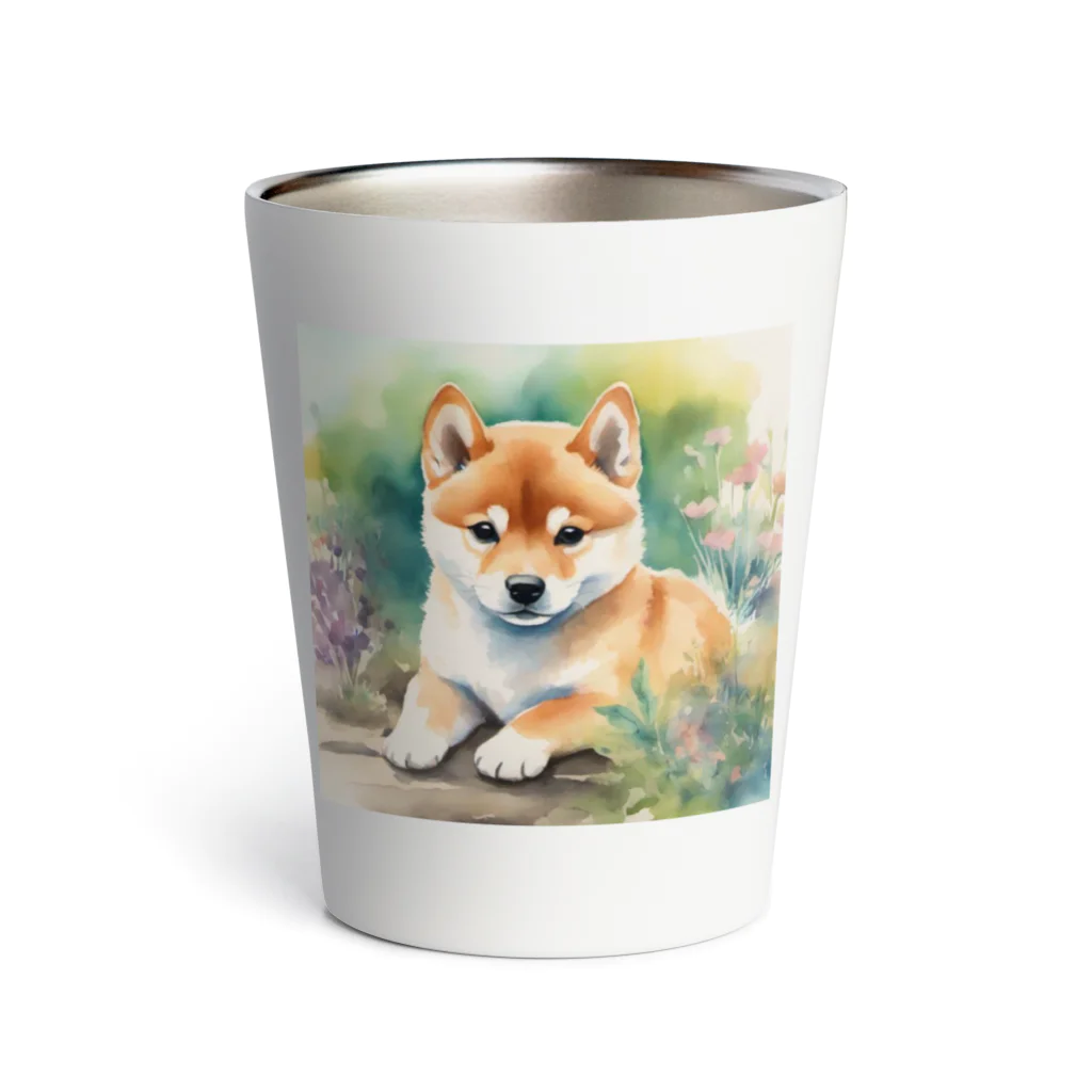 こころやすらぐの水彩子犬　柴犬 Thermo Tumbler