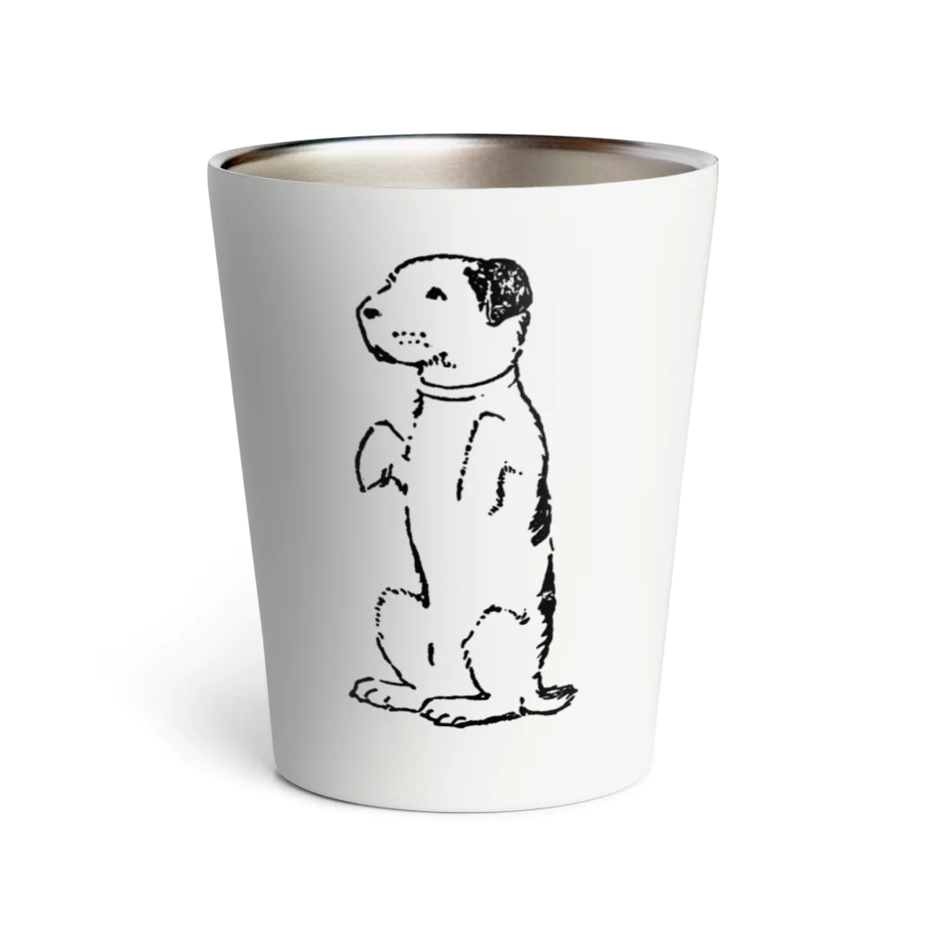 Saza-nami Antique designのたちあがる犬・白黒 Thermo Tumbler