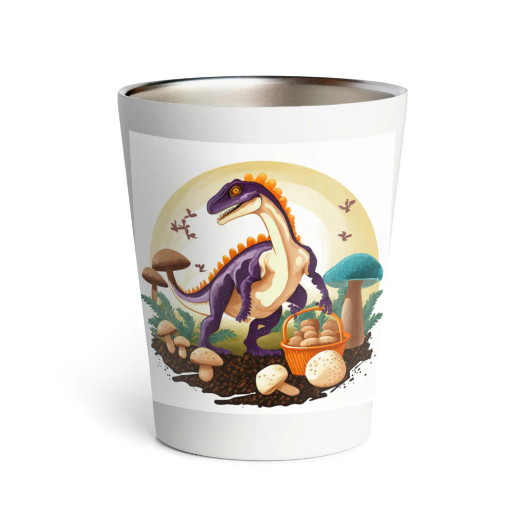 qi6（恐竜グッズ販売中！🦖）のきのこ狩りを楽しむテリジノサウルス Thermo Tumbler