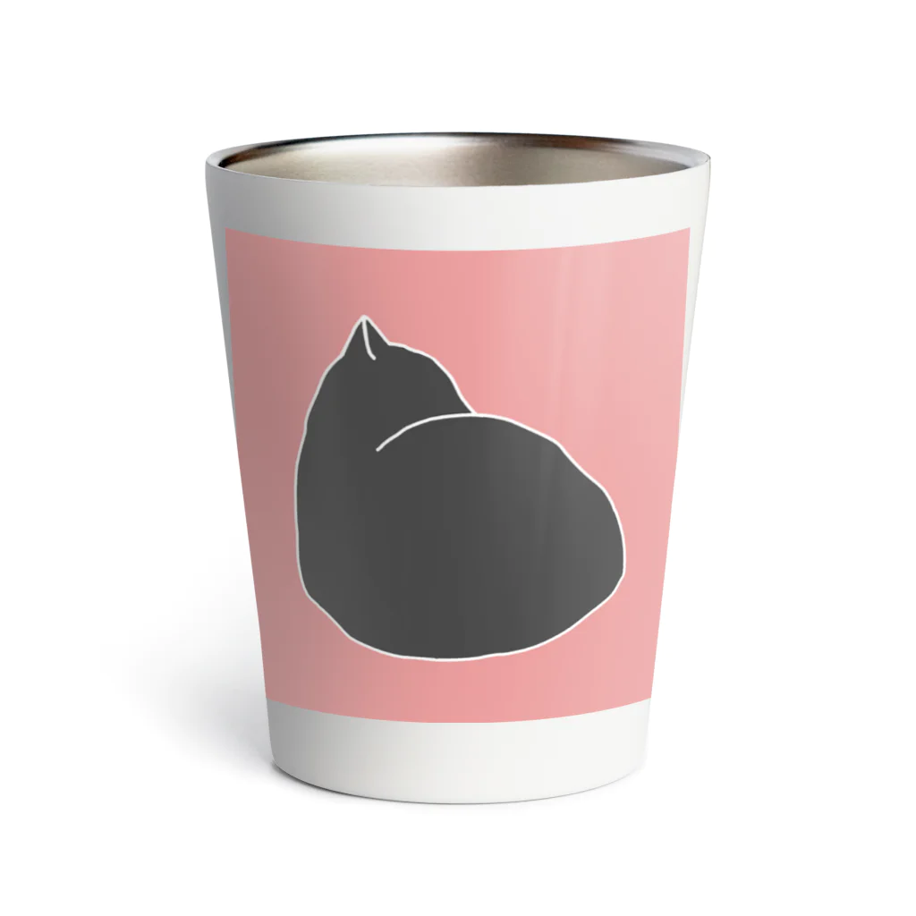 たま屋のねこねこシルエット　ピンク Thermo Tumbler