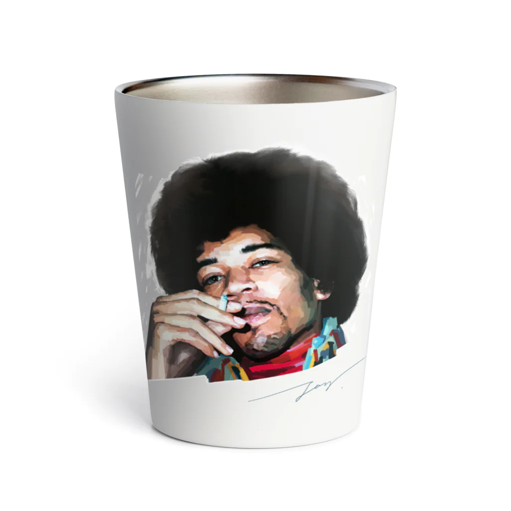 strat.Jay's shopのジミヘン ジミヘンドリックス Jimi Hendrix イラスト 絵 ロック ギター ギターリスト ブルース Thermo Tumbler