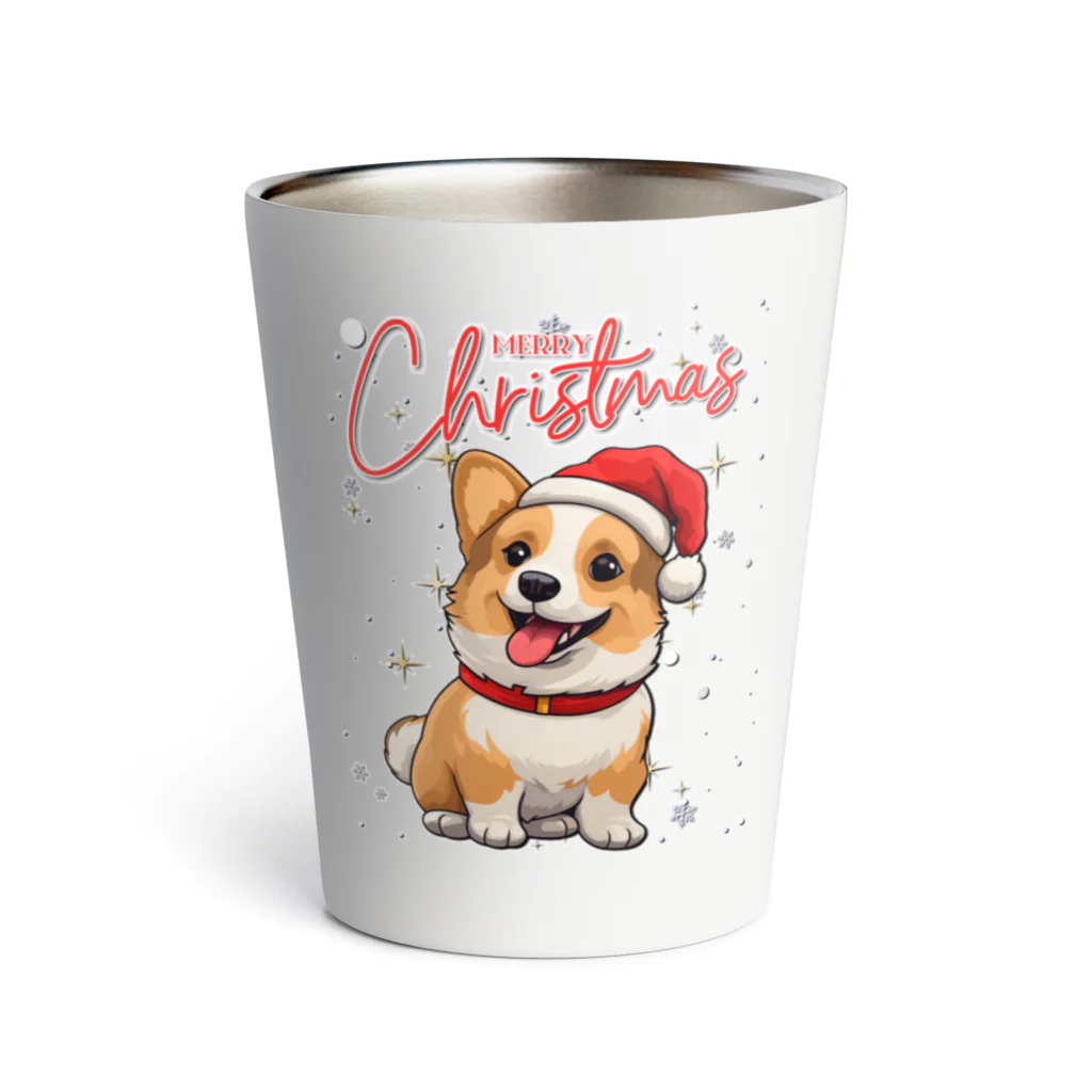 Design_Lab_Lycorisのキラキラと降る雪に心を躍らせるクリスマスコーギー Thermo Tumbler