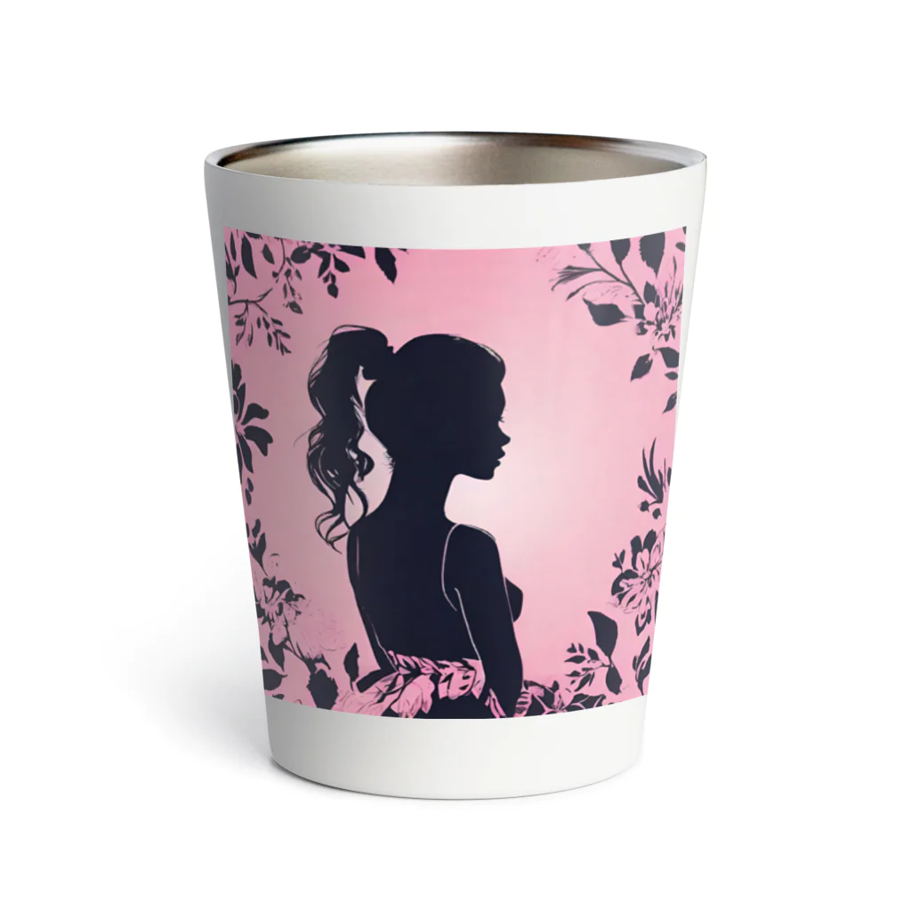 asm193のかわいい女の子の影絵 Thermo Tumbler