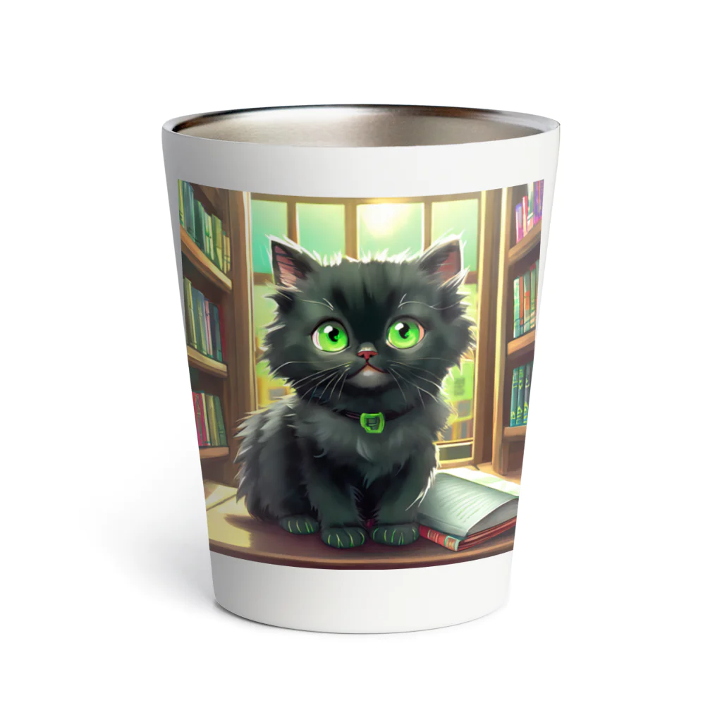 yoiyononakaの図書室の黒猫01 Thermo Tumbler