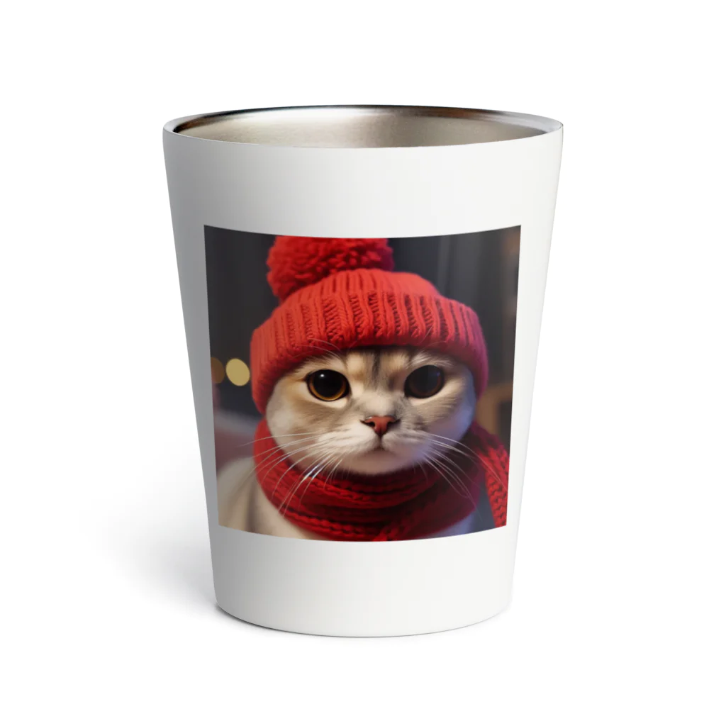 にゃんたみやの雪の日の猫 Thermo Tumbler